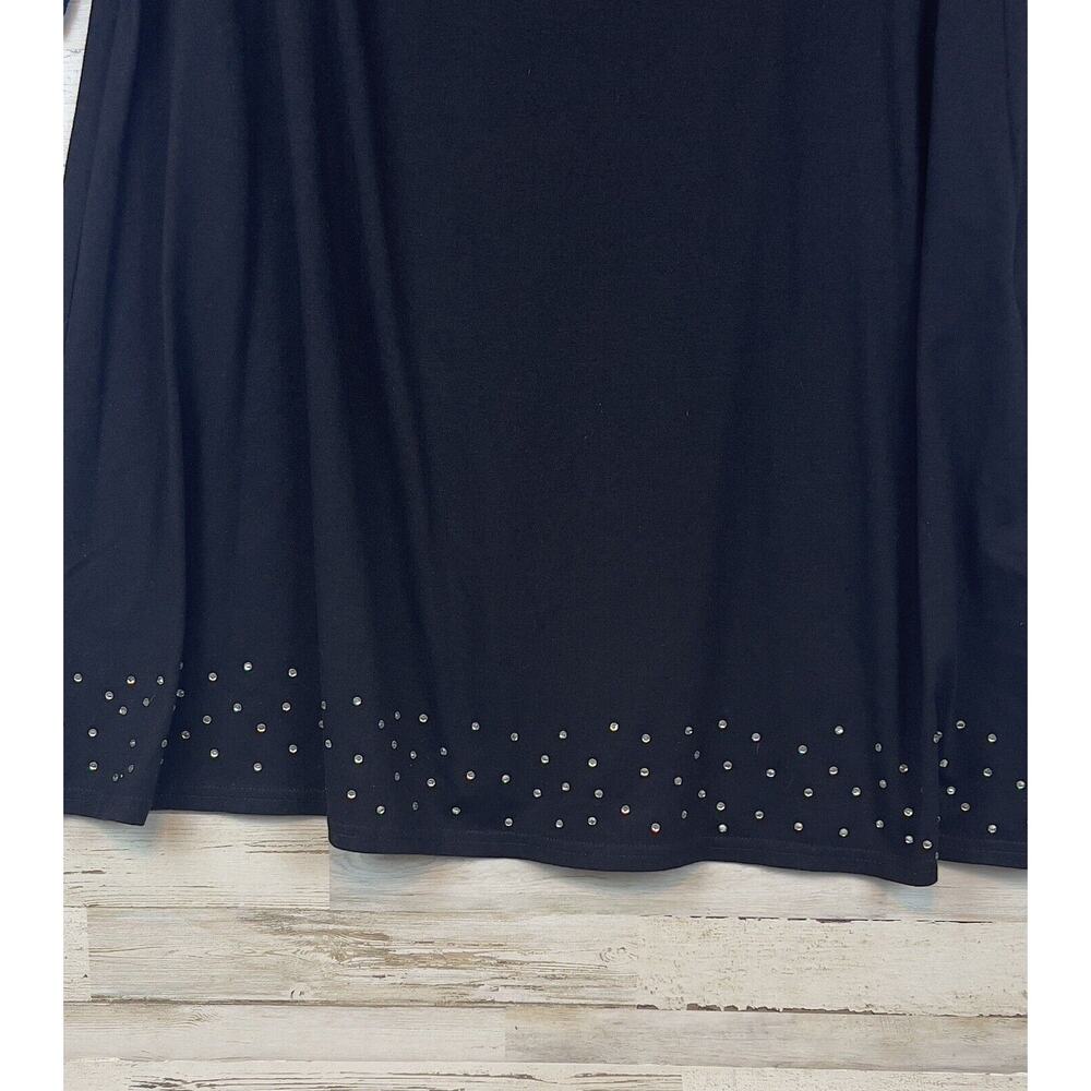 Beyove Black Tunic Dress Sequined Hem Size Large 3/4 Sleeved Round Minimalism - Picture 2 of 7